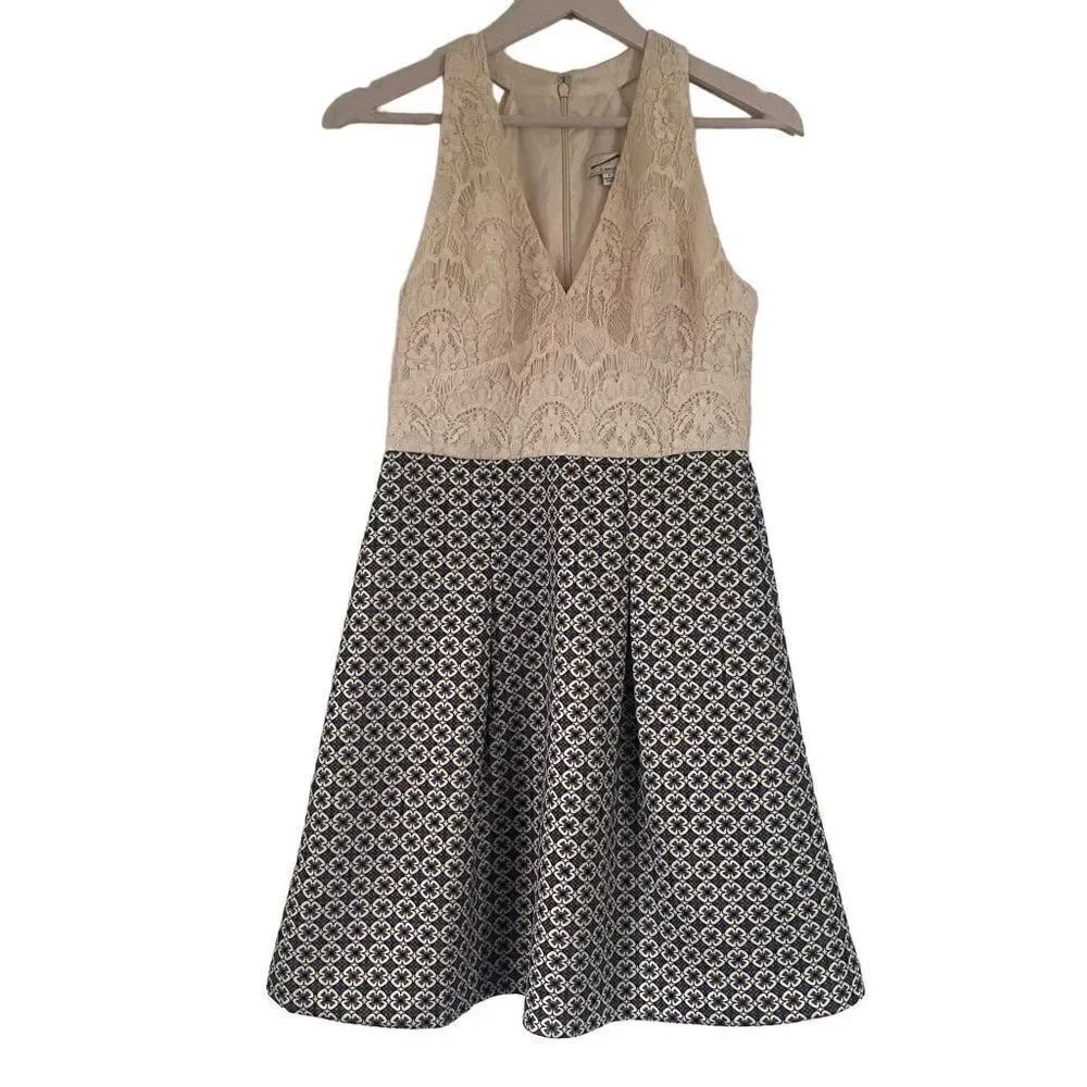 Adrianna Papell Lace Geometric Design Casual Dress